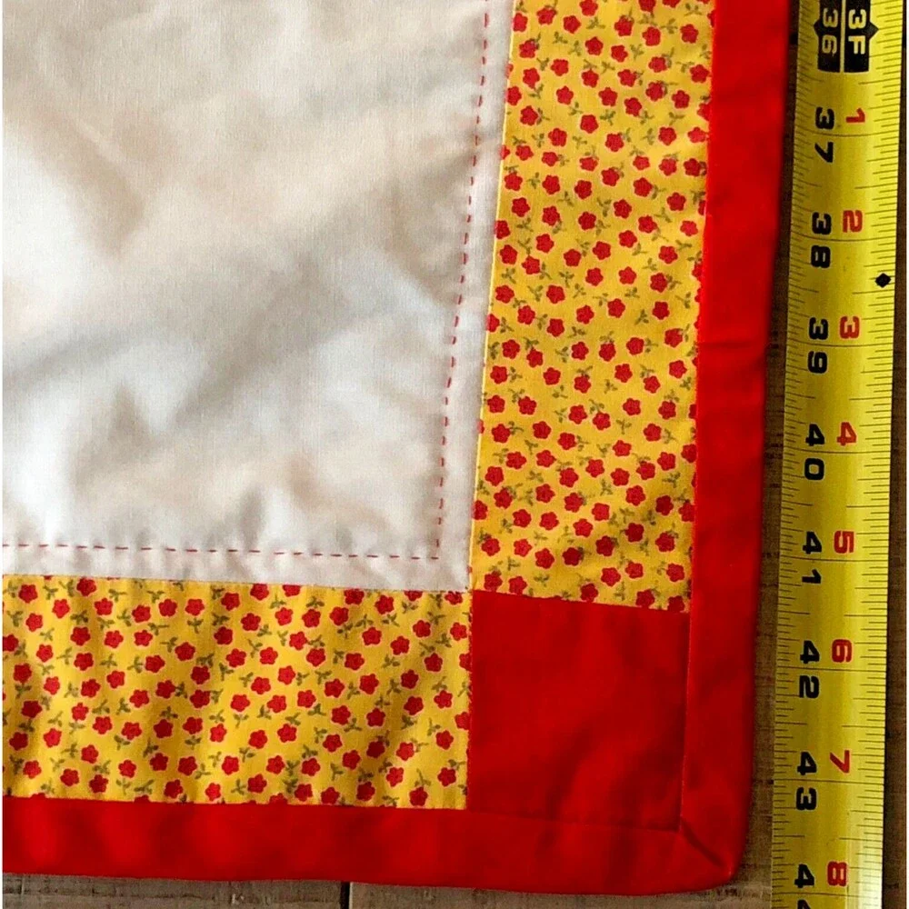 Handmade Calico WINNIE The POOH Crib Quilt w/Knot Ties Comforter Nursery 34x44